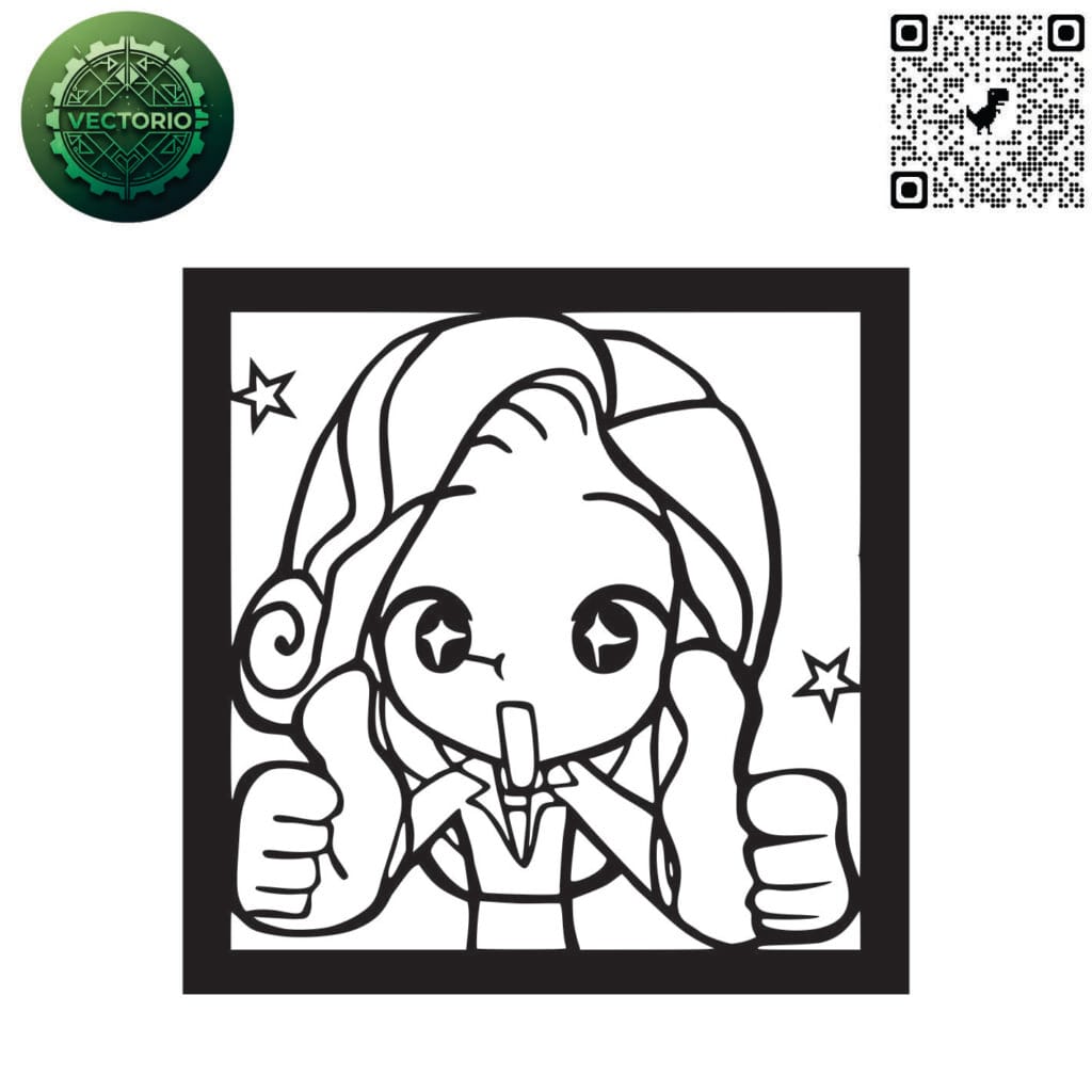 Anime Girl vector design for laser cutting and engraving