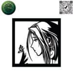 Anime girl vector design for laser cutting and engraving