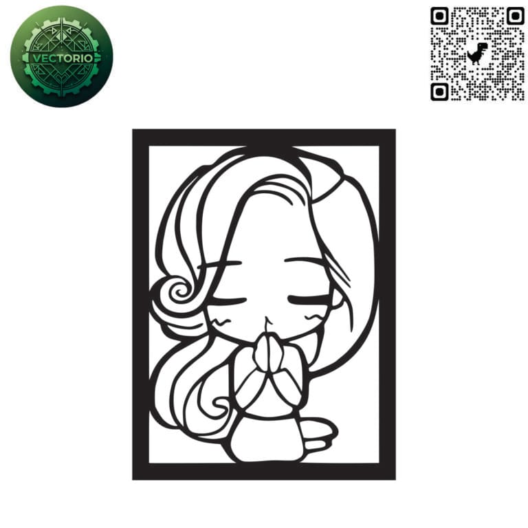 Anime girl vector design for laser cutting and engraving