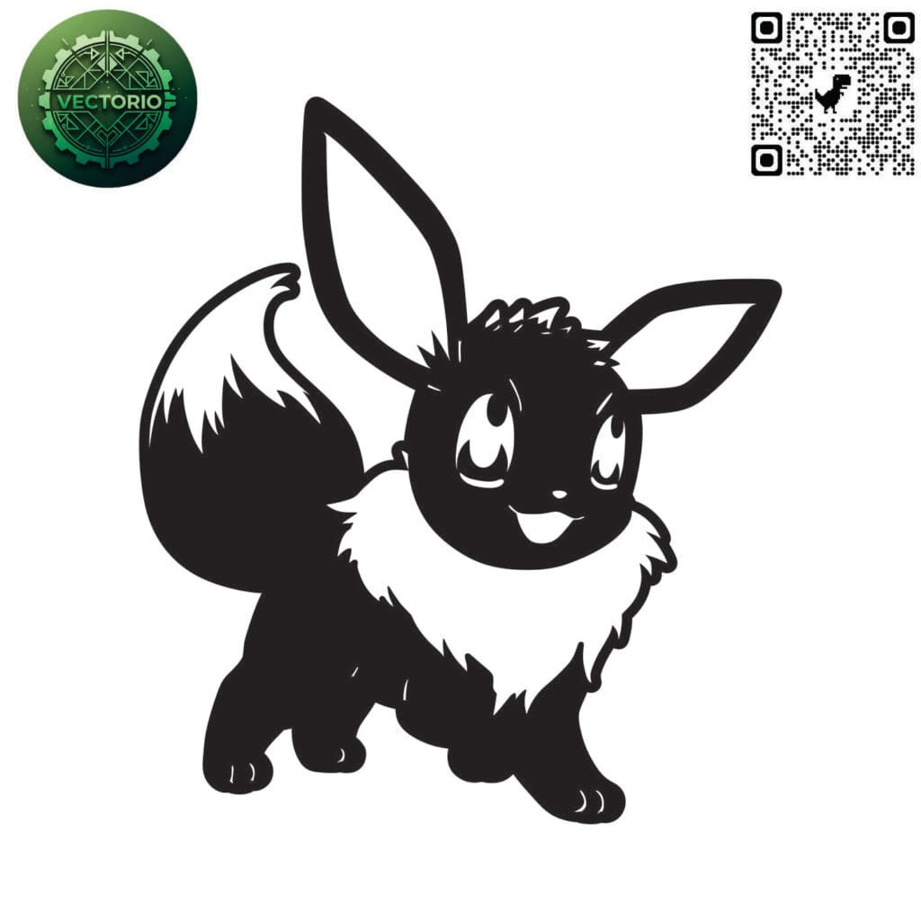 Eevee Pokemon vector design for laser cutting and engraving