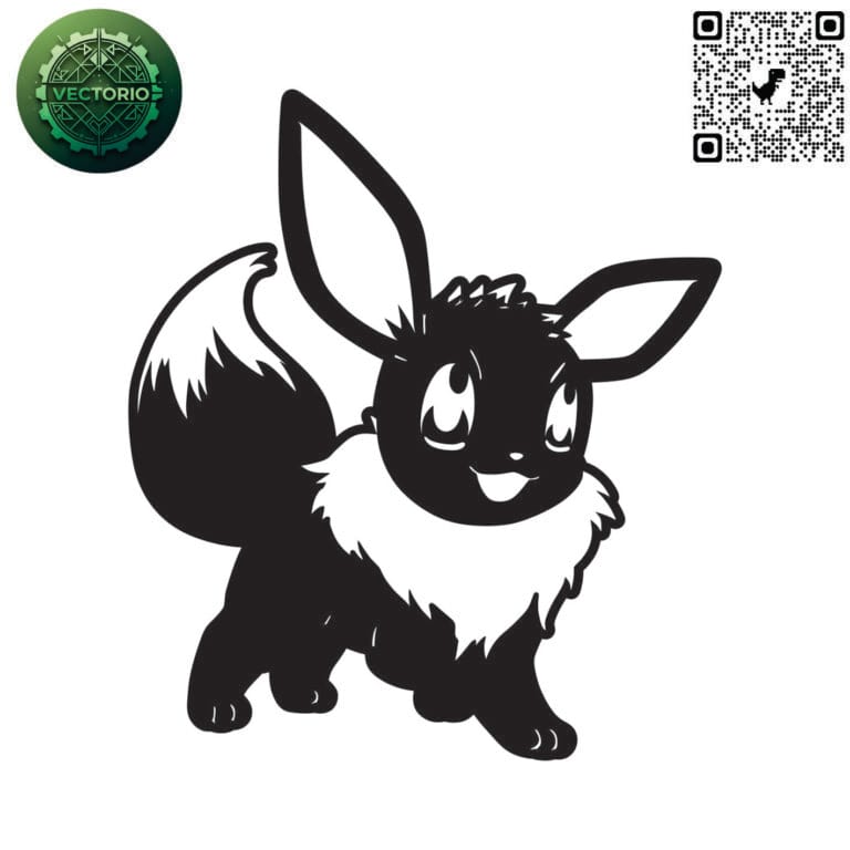 Eevee Pokemon vector design for laser cutting and engraving
