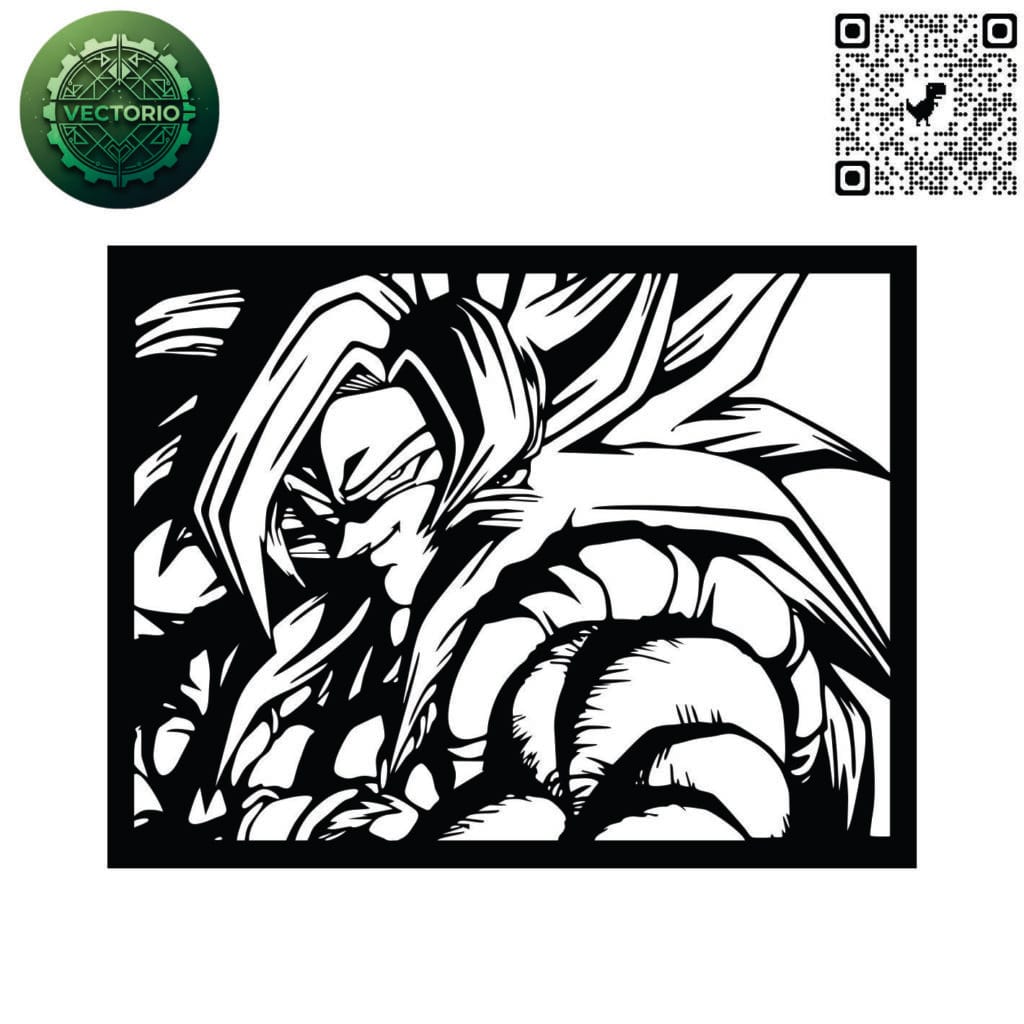 GOKU SSJ 4 vector design for laser cutting and engraving
