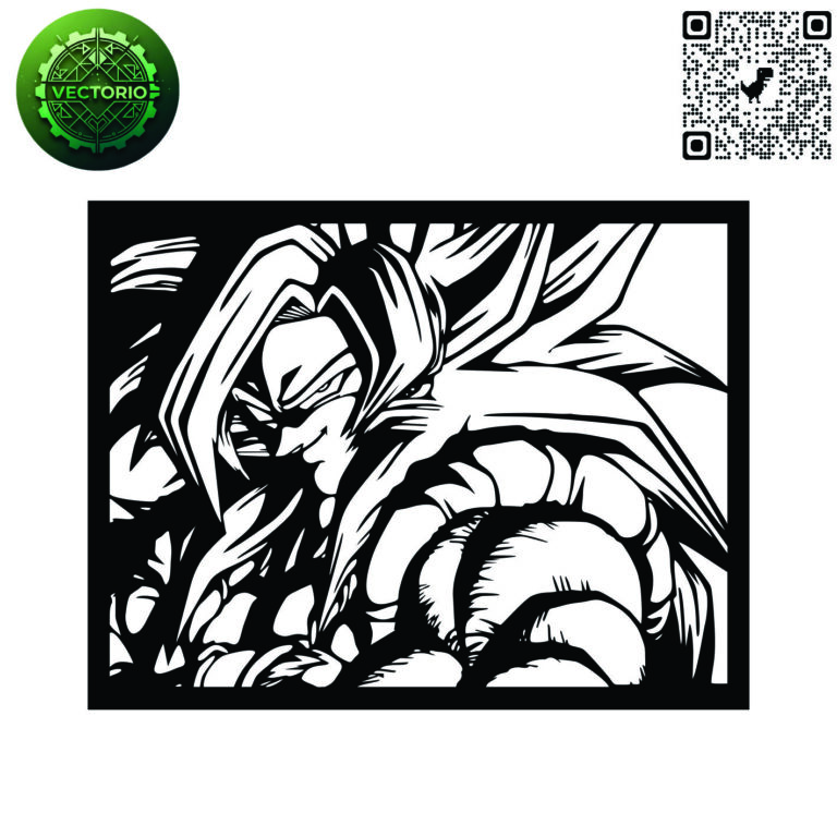 GOKU SSJ 4 vector design for laser cutting and engraving