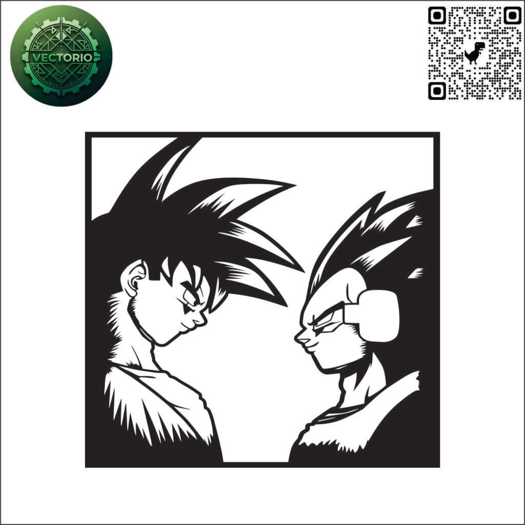 GOKU Y VEGETA vector design for laser cutting and engraving