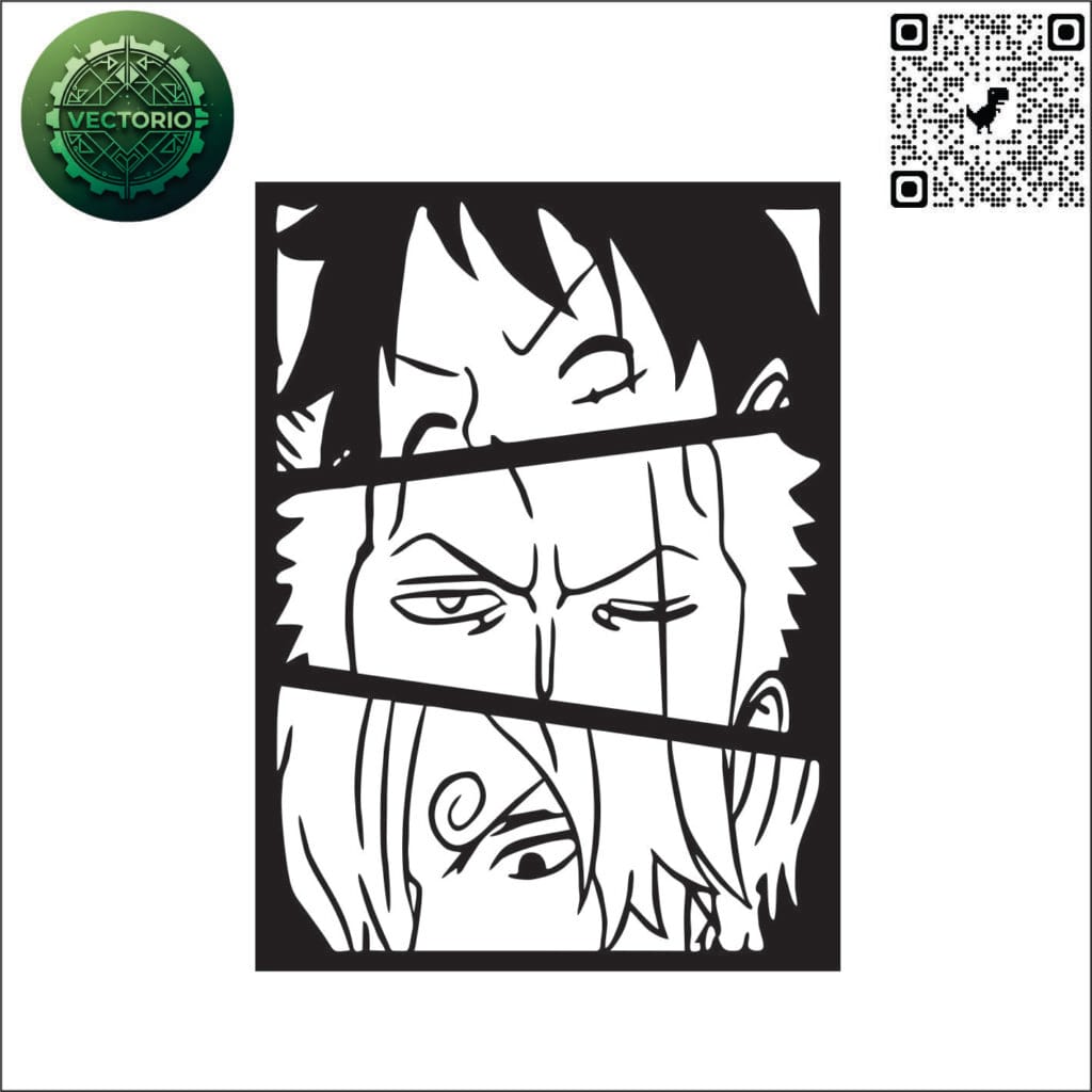 LUFFY ZORO SANJI vector design for laser cutting and engraving