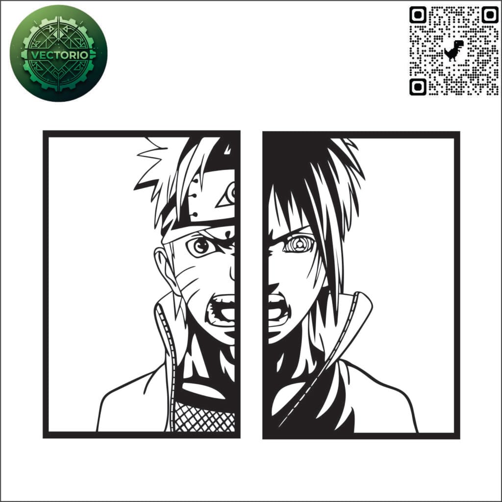 NARUTO SASUKE vector design for laser cutting and engraving