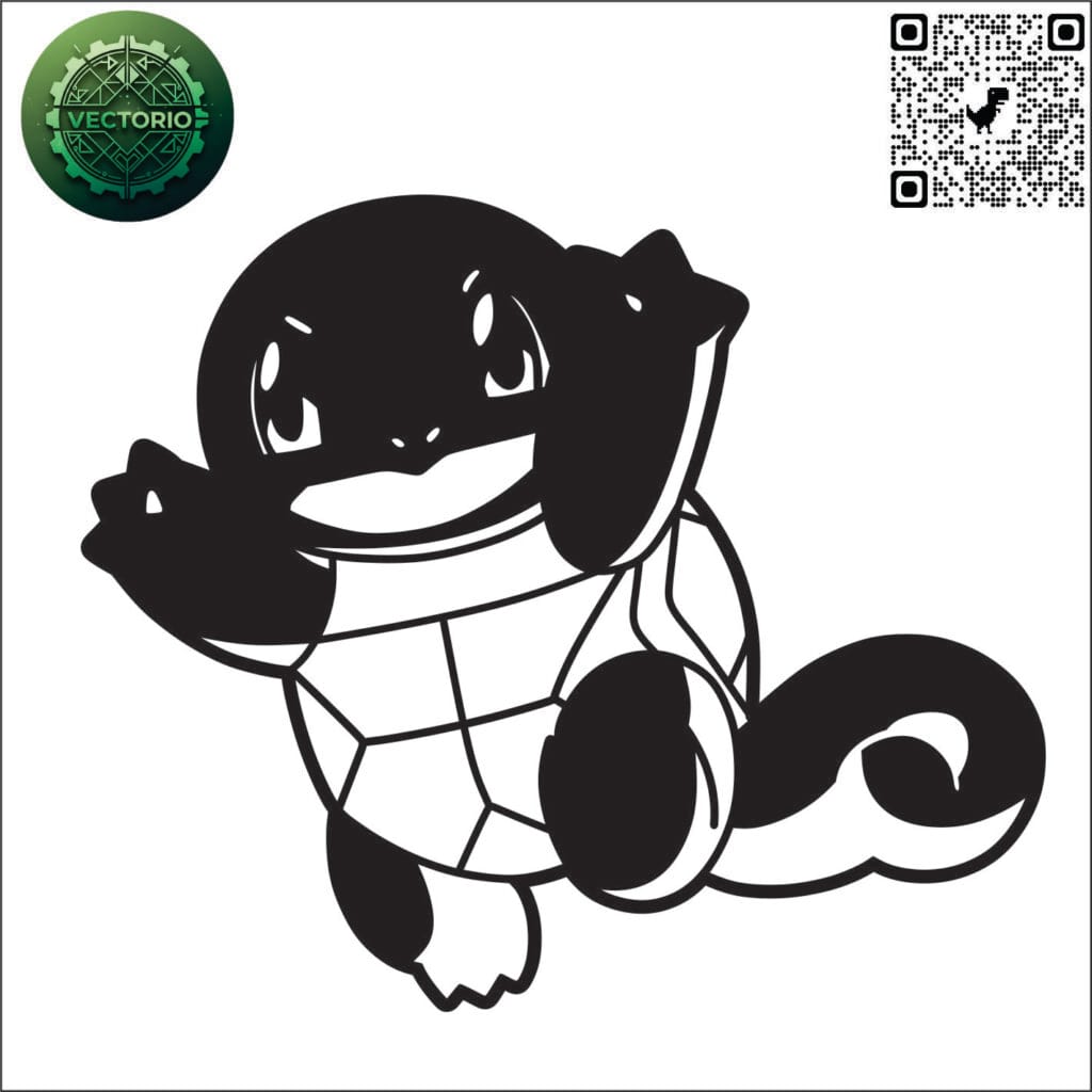 SQUIRTLE vector design for laser cutting and engraving