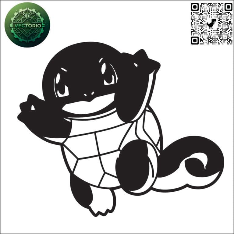 SQUIRTLE vector design for laser cutting and engraving