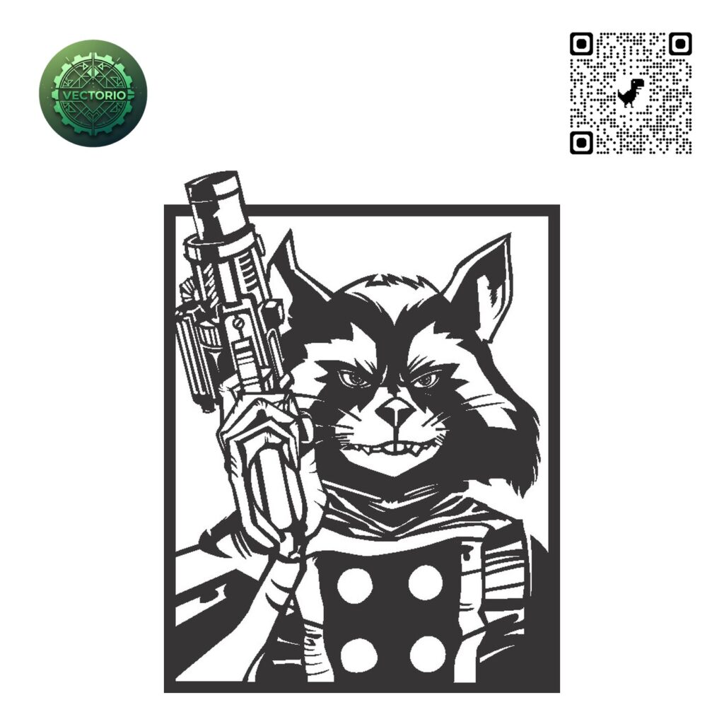 ROCKET RACOON vector design for laser cutting and engraving
