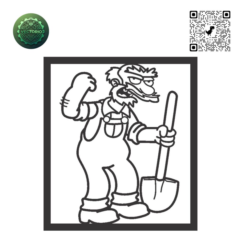 THE SIMPSONS GROUNDSKEEPER WILLIE vector design for laser cutting and engraving