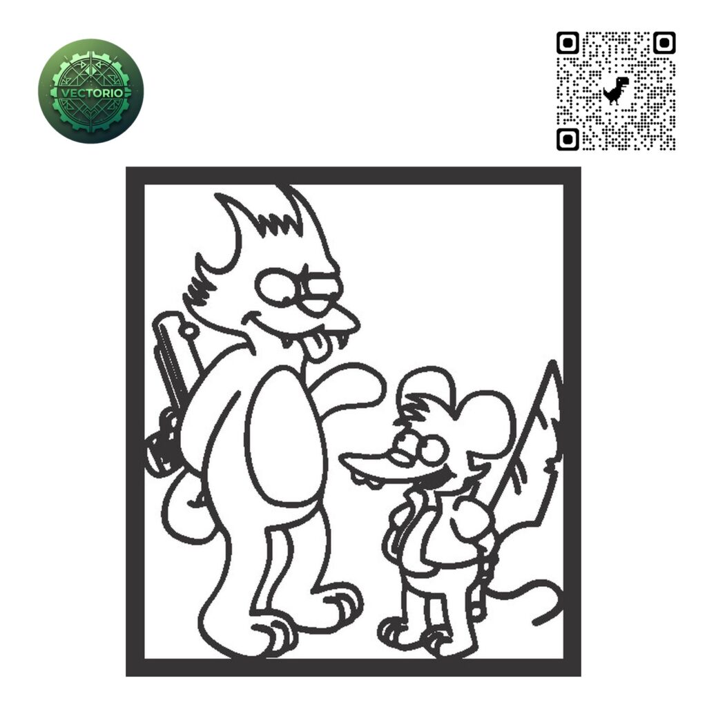 THE SIMPSONS ITCHY AND SCRATCHY 1 vector design for laser cutting and engraving