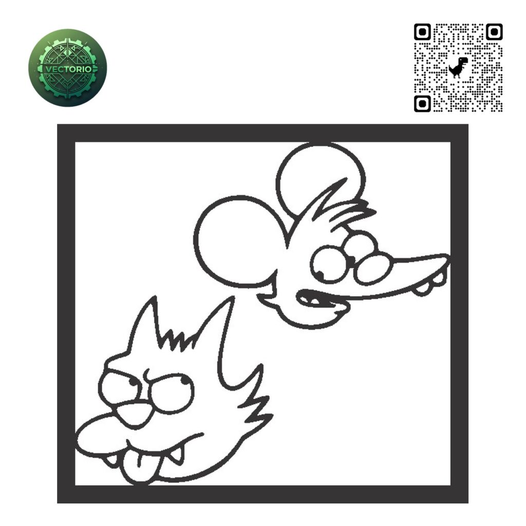 THE SIMPSONS ITCHY AND SCRATCHY 2 vector design for laser cutting and engraving