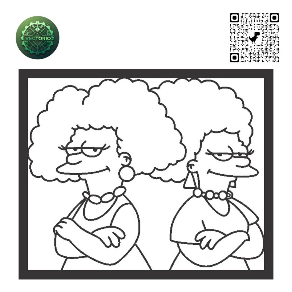 THE SIMPSONS PATTY AND SELMA vector design for laser cutting and engraving