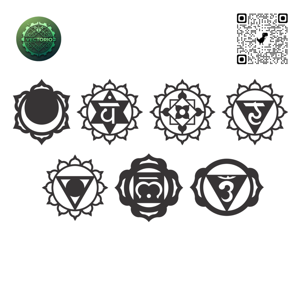 7 CHAKRAS MANDALA vector design for laser cutting and engraving