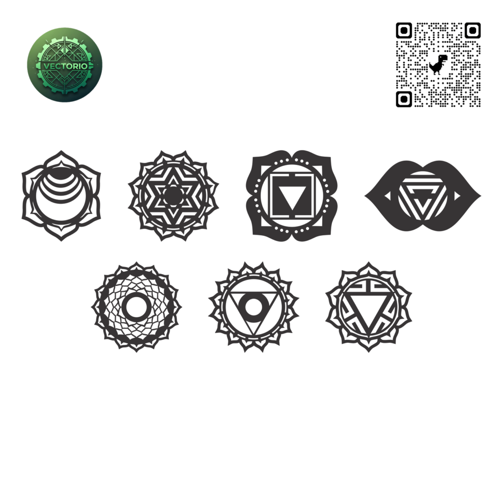 7 CHAKRAS SPIRITUAL MANDALA vector design for laser cutting and engraving