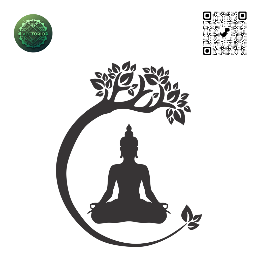 BUDDHA SPIRITUAL TREE MEDITATION vector design for laser cutting and engraving