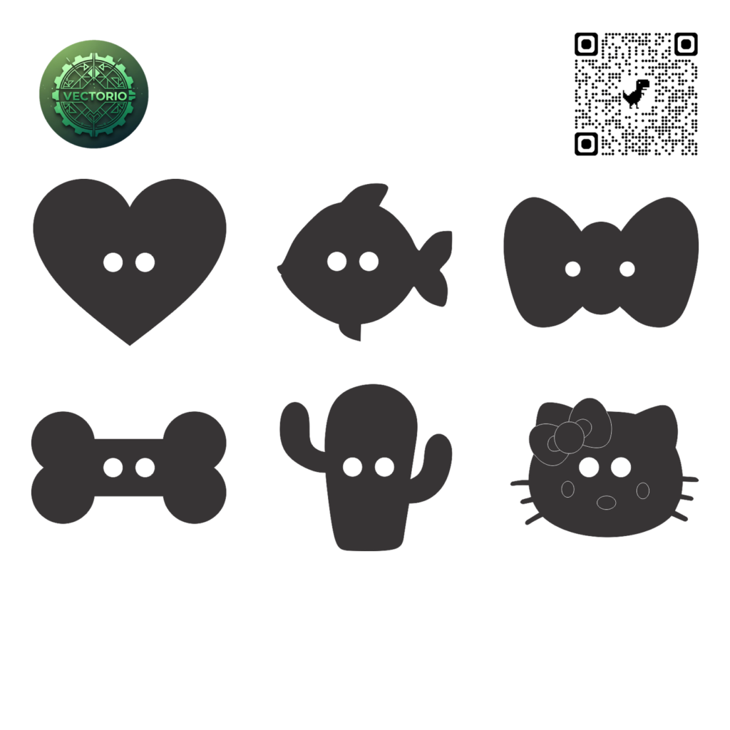 BUTTON SET 4 vector design for laser cutting and engraving