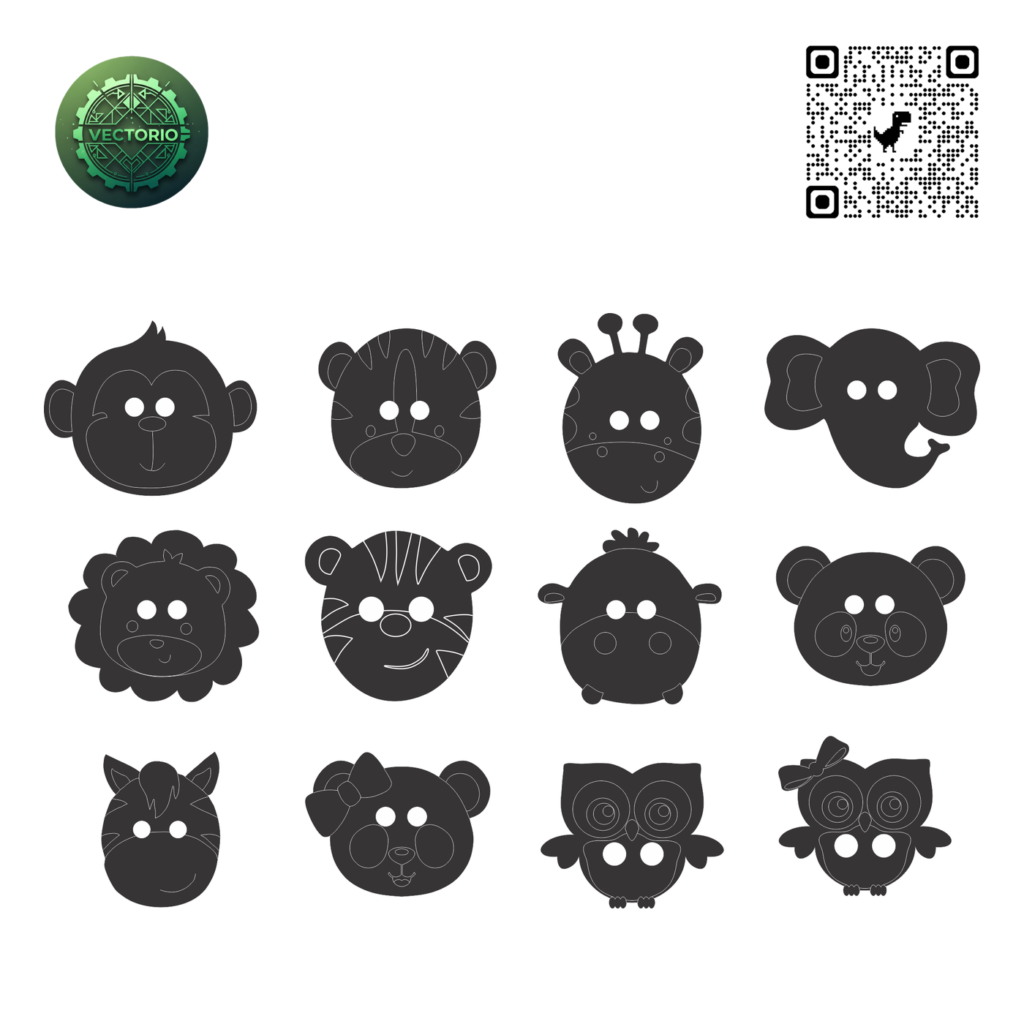 BUTTON SET 8 vector design for laser cutting and engraving