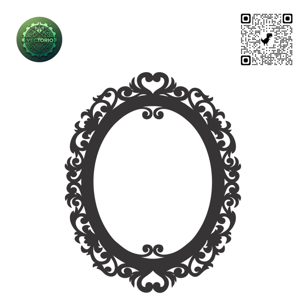 DECORATIVE OVAL FRAME 52 vector design for laser cutting and engraving