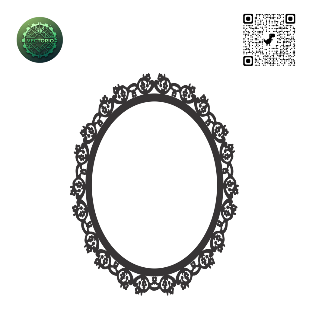 DECORATIVE OVAL FRAME 61 vector design for laser cutting and engraving