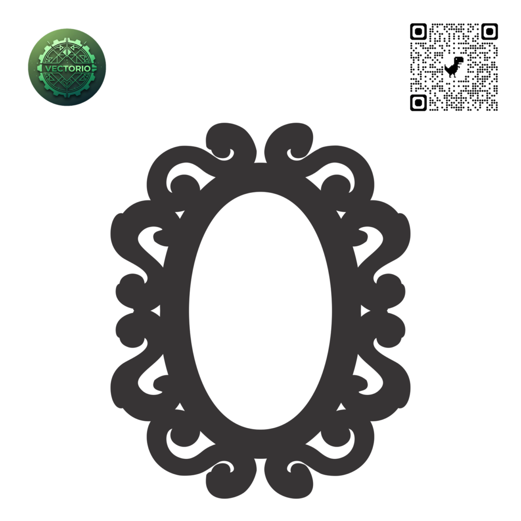 DECORATIVE OVAL FRAME 63 vector design for laser cutting and engraving