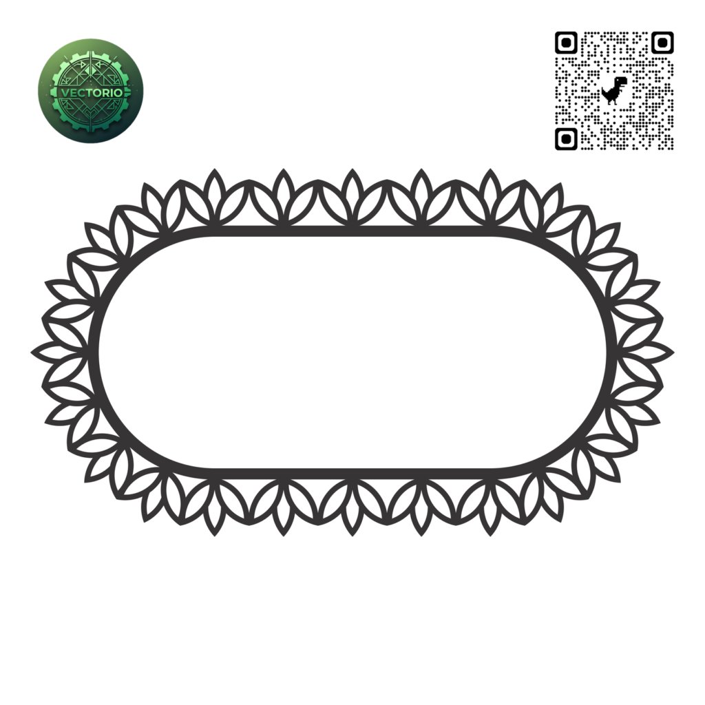 DECORATIVE OVAL FRAME 74 vector design for laser cutting and engraving