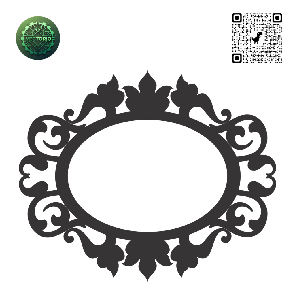 DECORATIVE OVAL FRAME 75 vector design for laser cutting and engraving