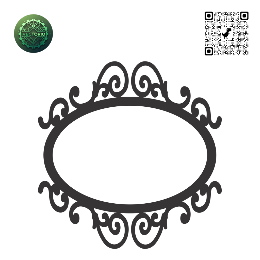 DECORATIVE OVAL FRAME 76 vector design for laser cutting and engraving