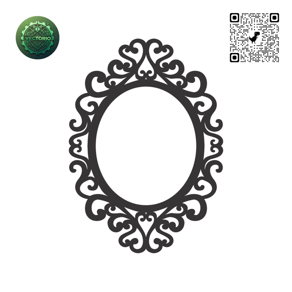 DECORATIVE OVAL FRAME 78 vector design for laser cutting and engraving