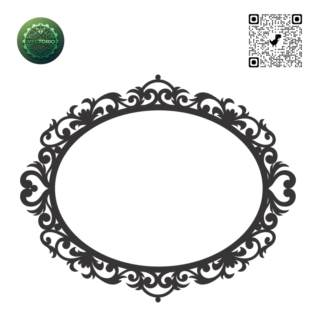 DECORATIVE OVAL FRAME 83 vector design for laser cutting and engraving