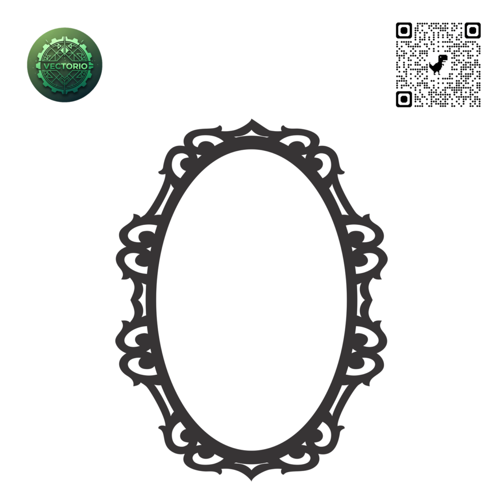 DECORATIVE OVAL FRAME 84 vector design for laser cutting and engraving