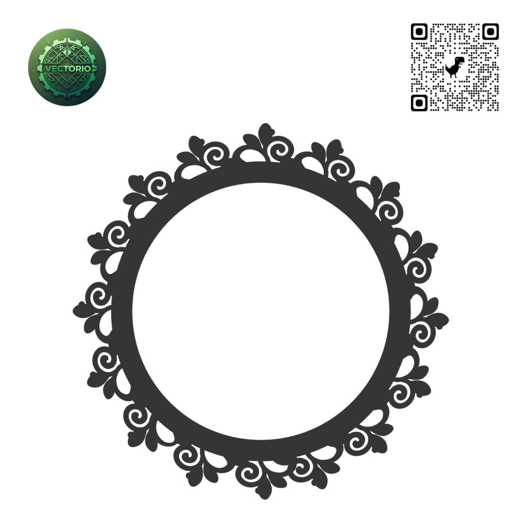 DECORATIVE ROUND FRAME 107 vector design for laser cutting and engraving