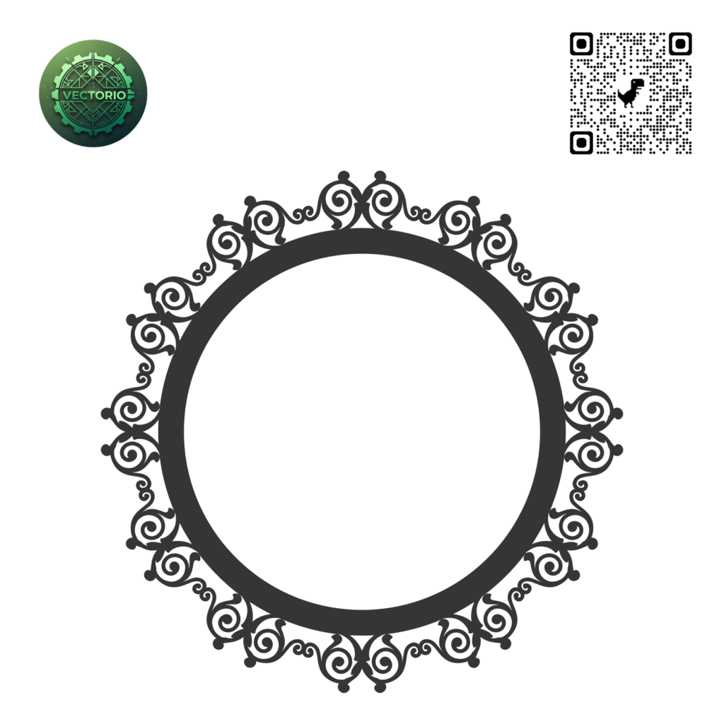 DECORATIVE ROUND FRAME 115 vector design for laser cutting and engraving