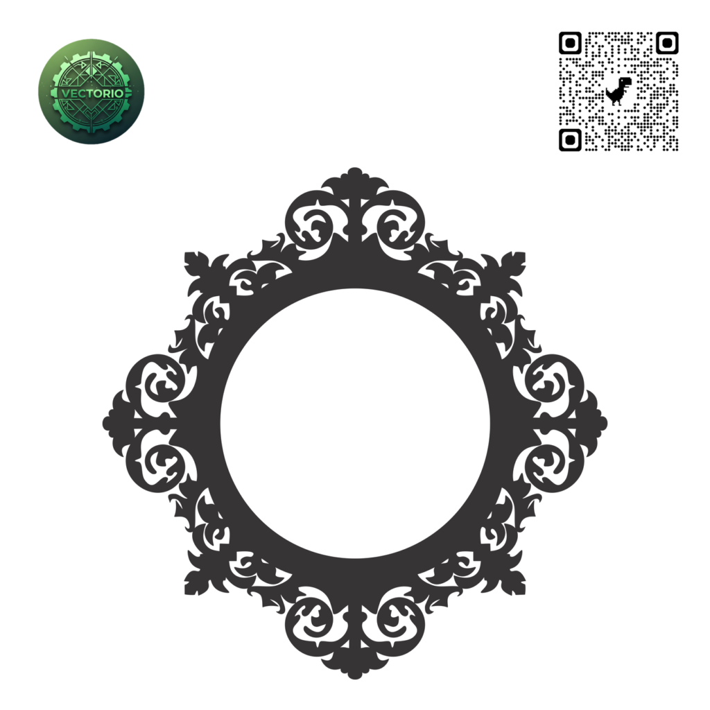 DECORATIVE ROUND FRAME 57 vector design for laser cutting and engraving