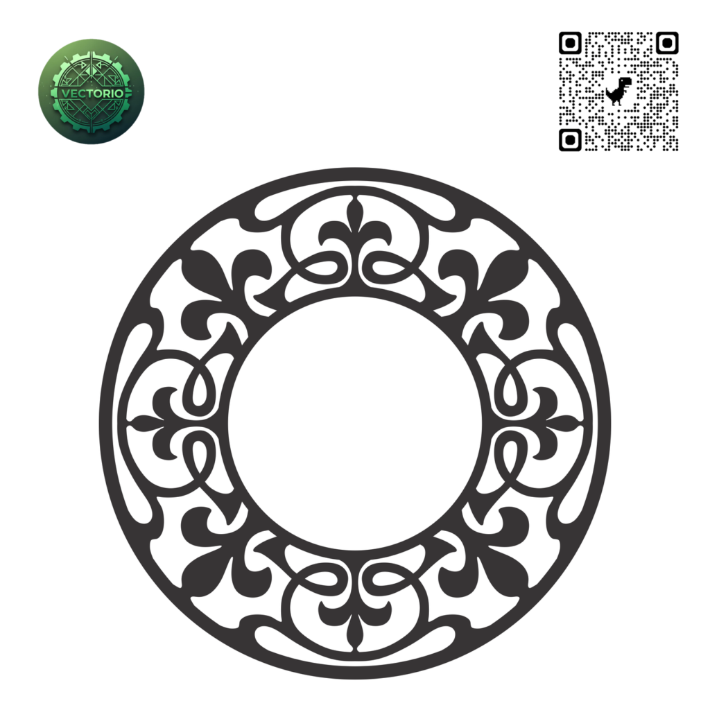 DECORATIVE ROUND FRAME 63 vector design for laser cutting and engraving