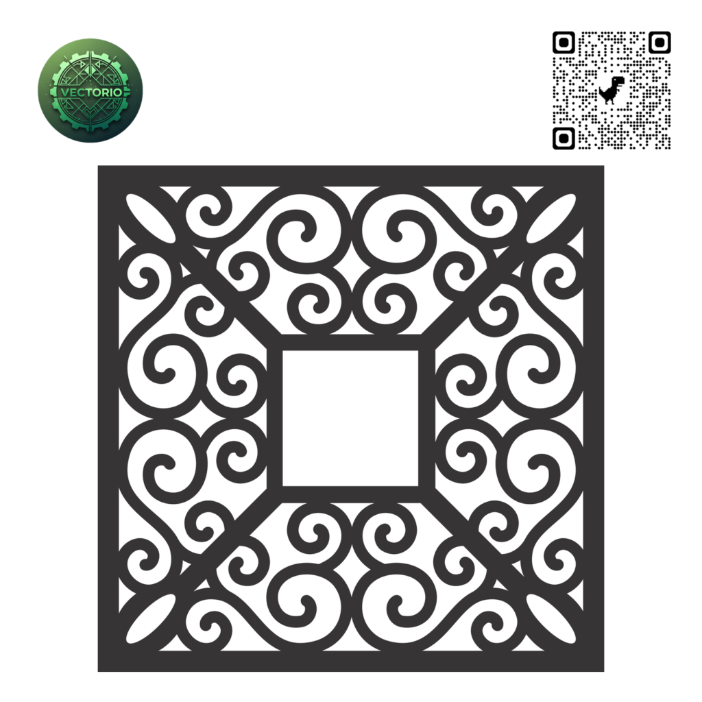 DECORATIVE SQUARE FRAME 128 vector design for laser cutting and engraving