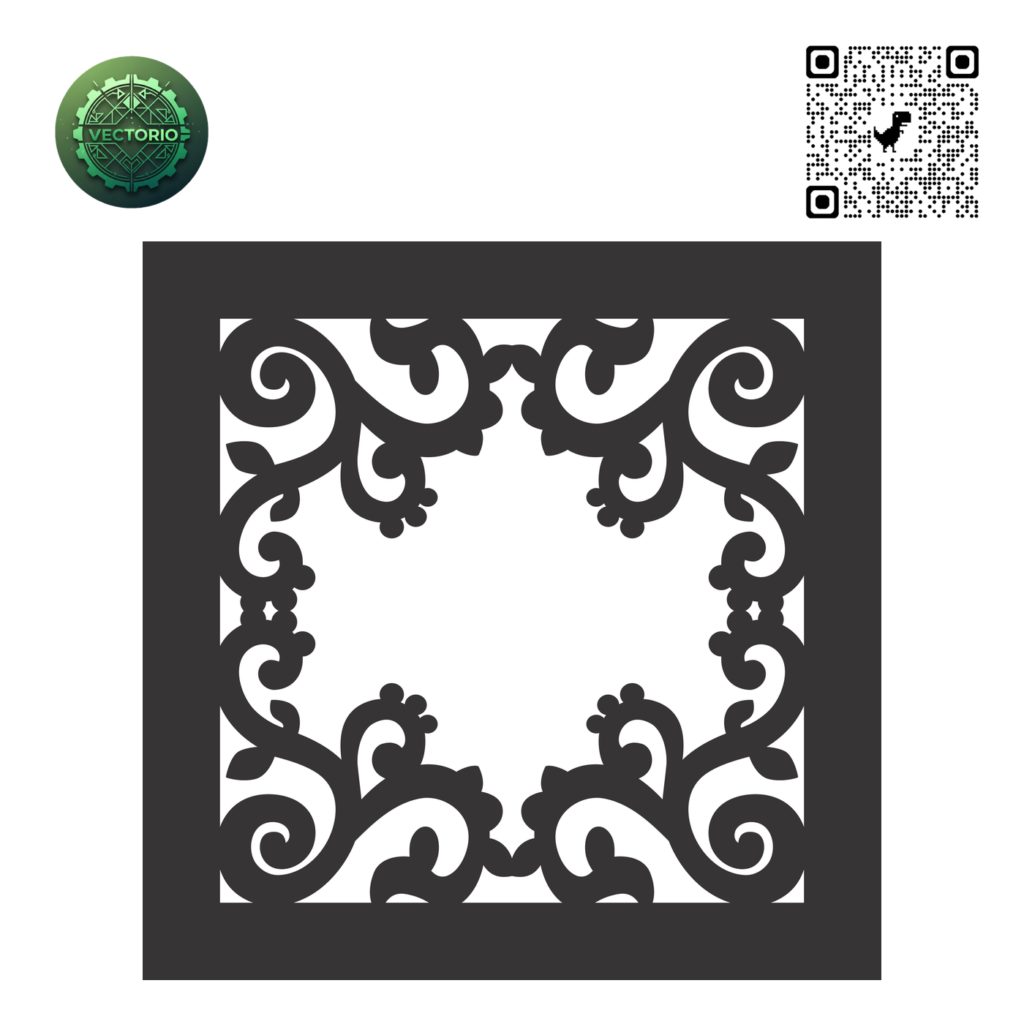 DECORATIVE SQUARE FRAME 133 vector design for laser cutting and engraving