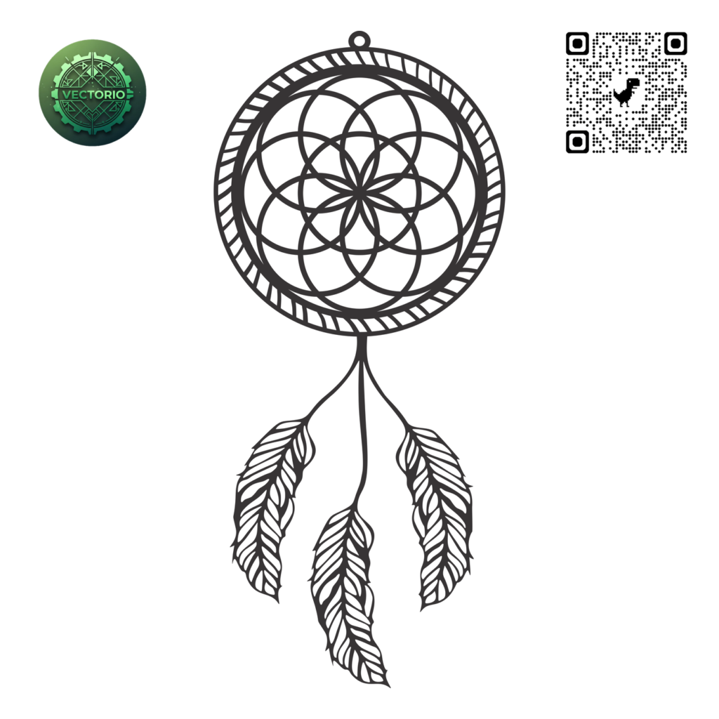 DREAMCATCHER MANDALA 2 vector design for laser cutting and engraving