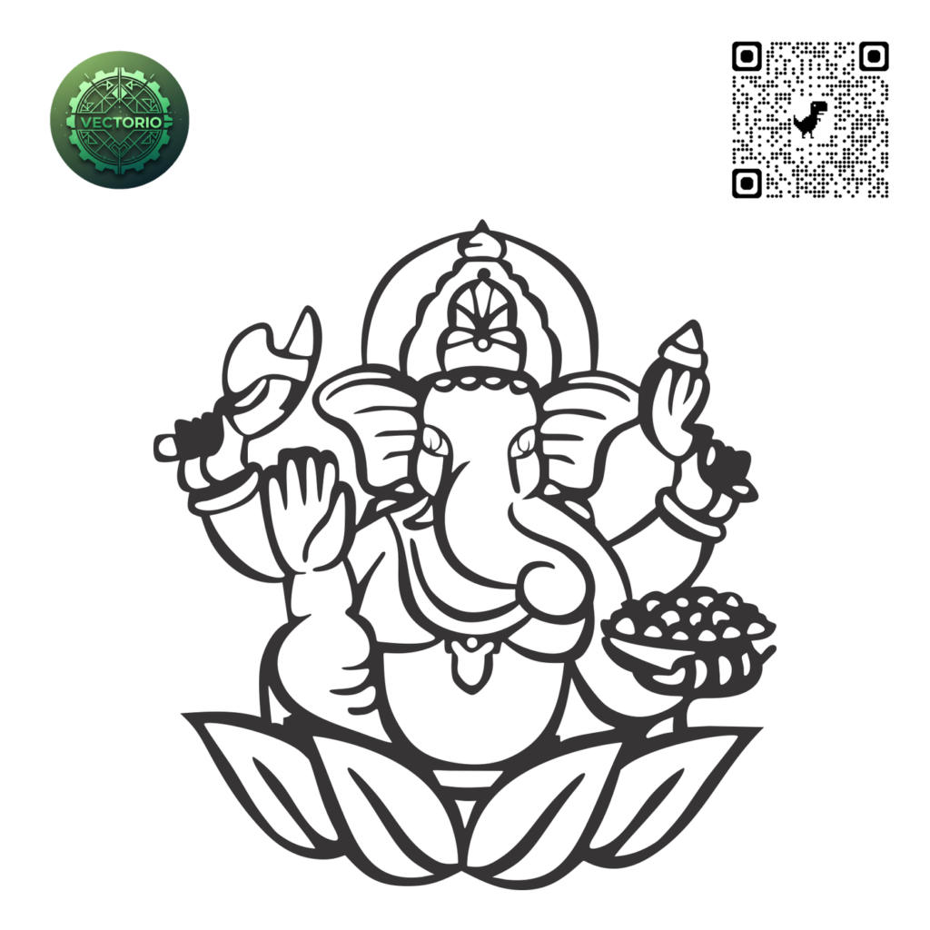 GANESHA HINDU 4 vector design for laser cutting and engraving