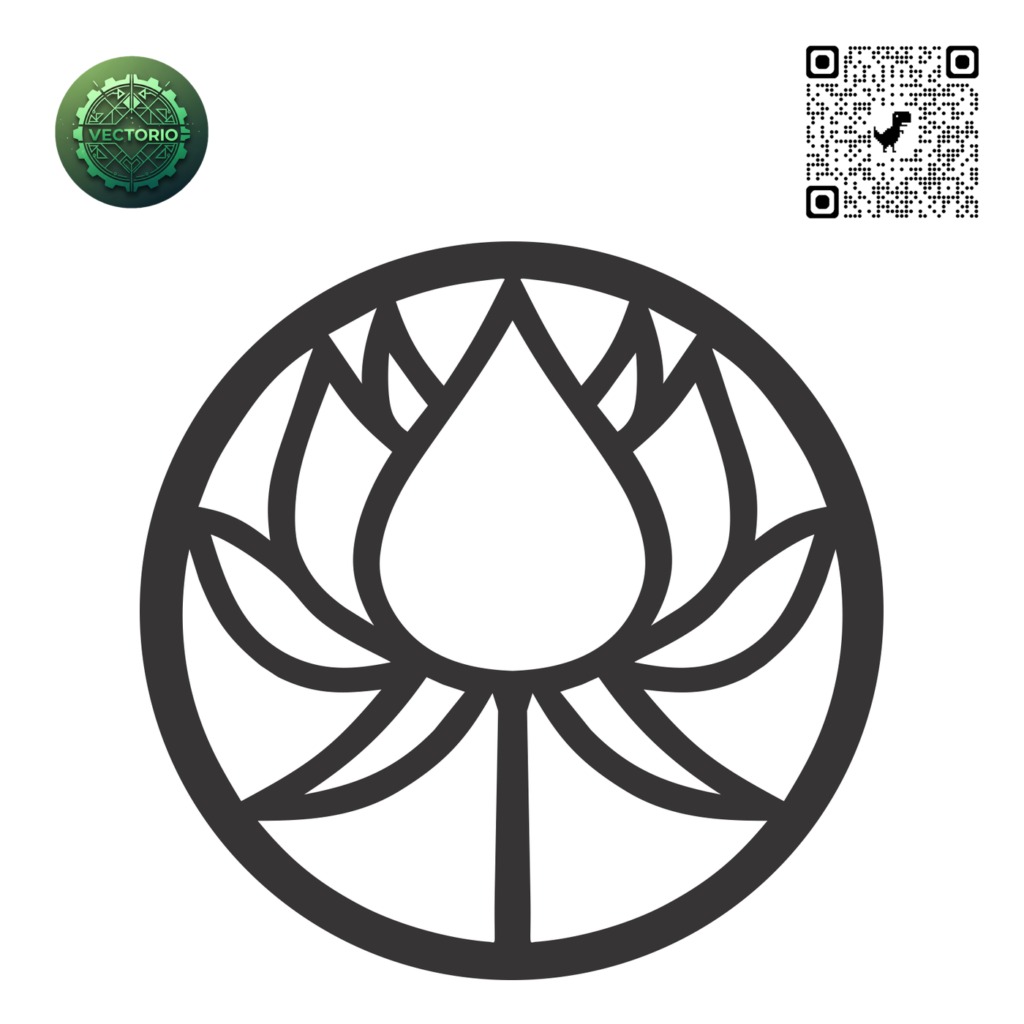 LOTUS FLOWER CIRCLE vector design for laser cutting and engraving