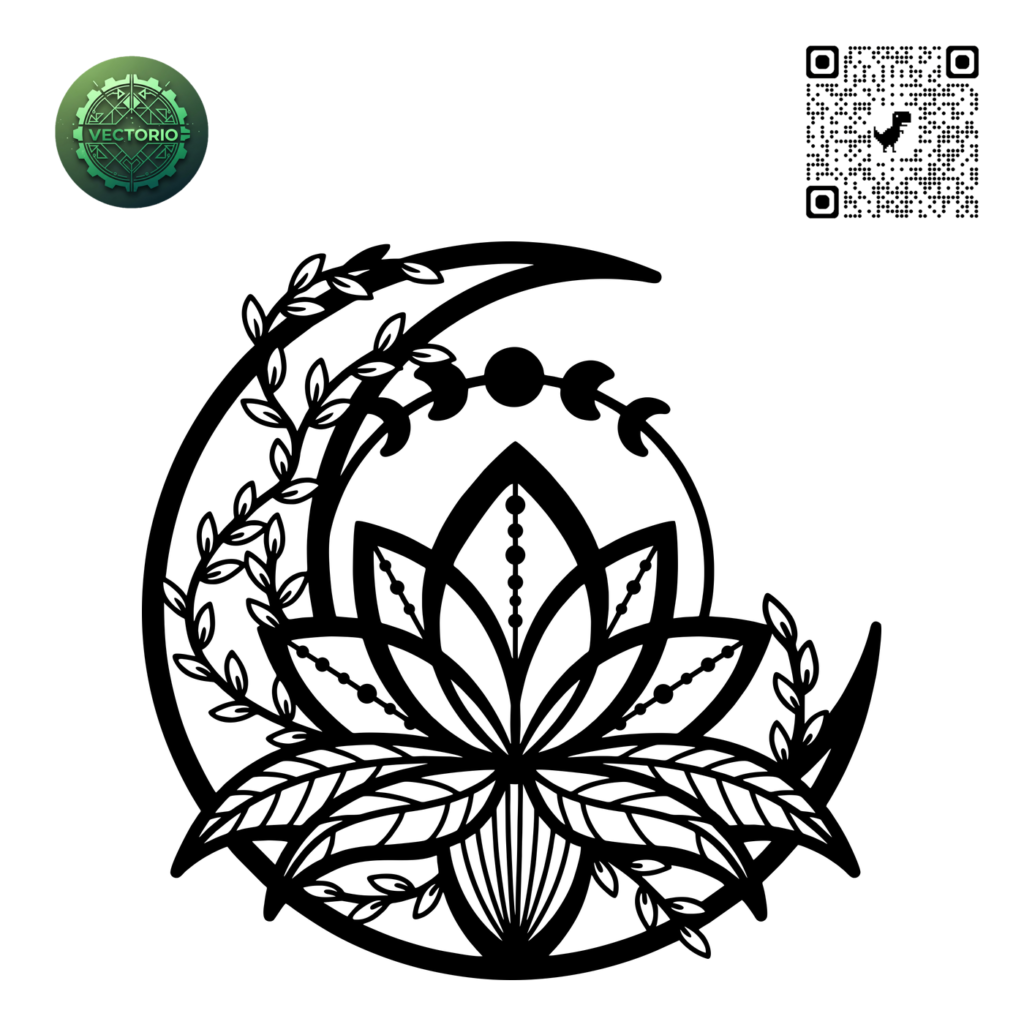 MANDALA LOTUS FLOWER MOON PHASES vector design for laser cutting and engraving