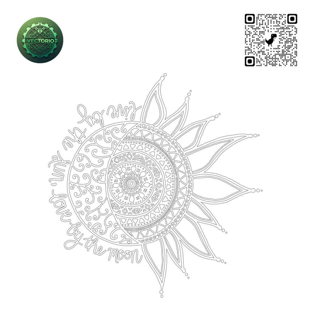 MANDALA MOON AND SUN vector design for laser cutting and engraving