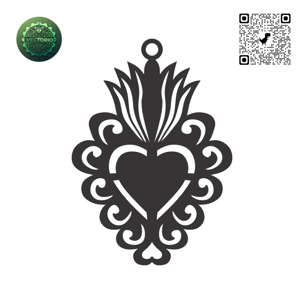 SACRED HEART vector design for laser cutting and engraving
