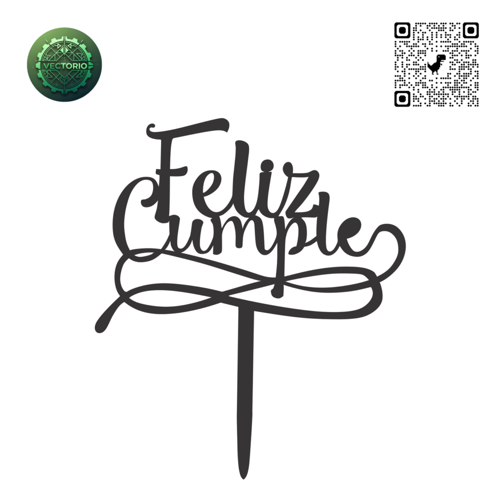 TOPPER FELIZ CUMPLEAÑOS 1 vector design for laser cutting and engraving