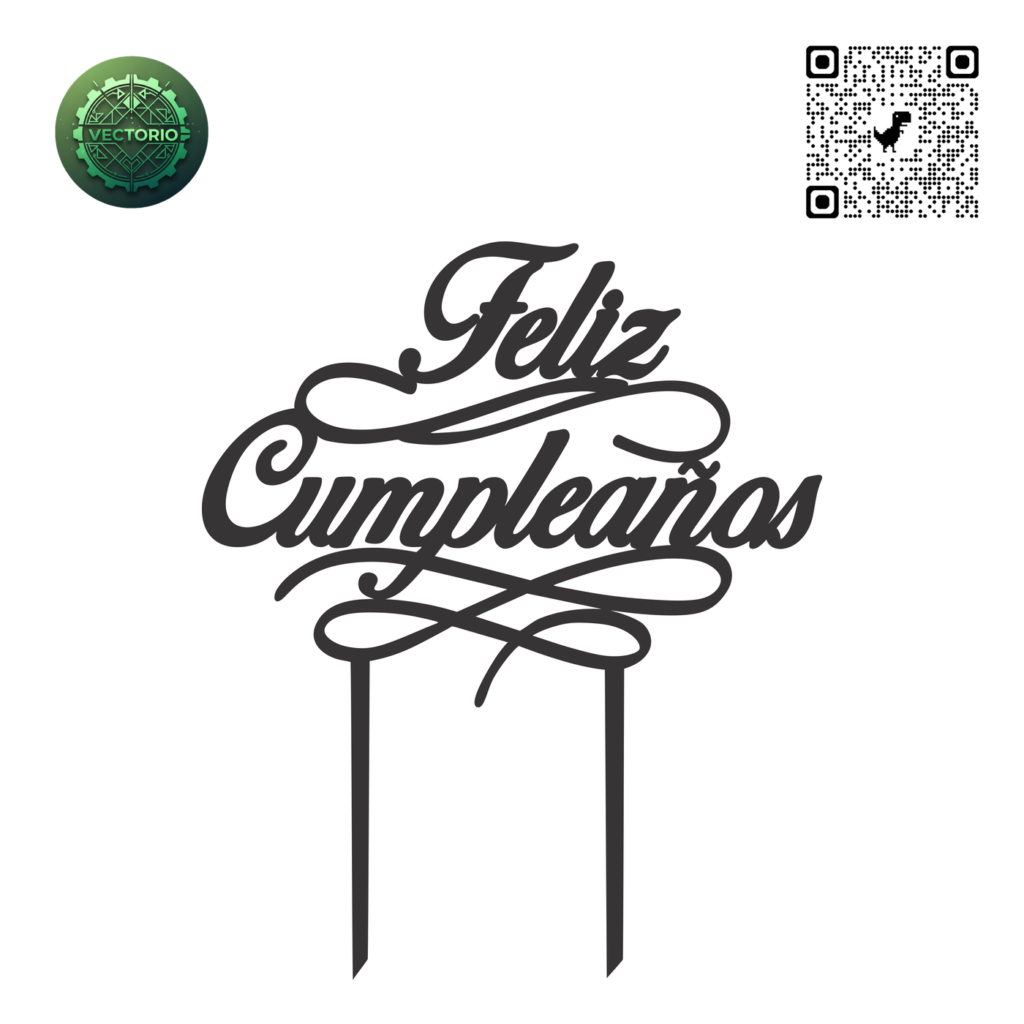 TOPPER FELIZ CUMPLEAÑOS 2 vector design for laser cutting and engraving