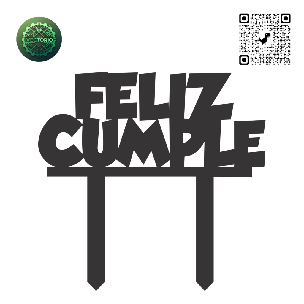 TOPPER FELIZ CUMPLEAÑOS 3 vector design for laser cutting and engraving