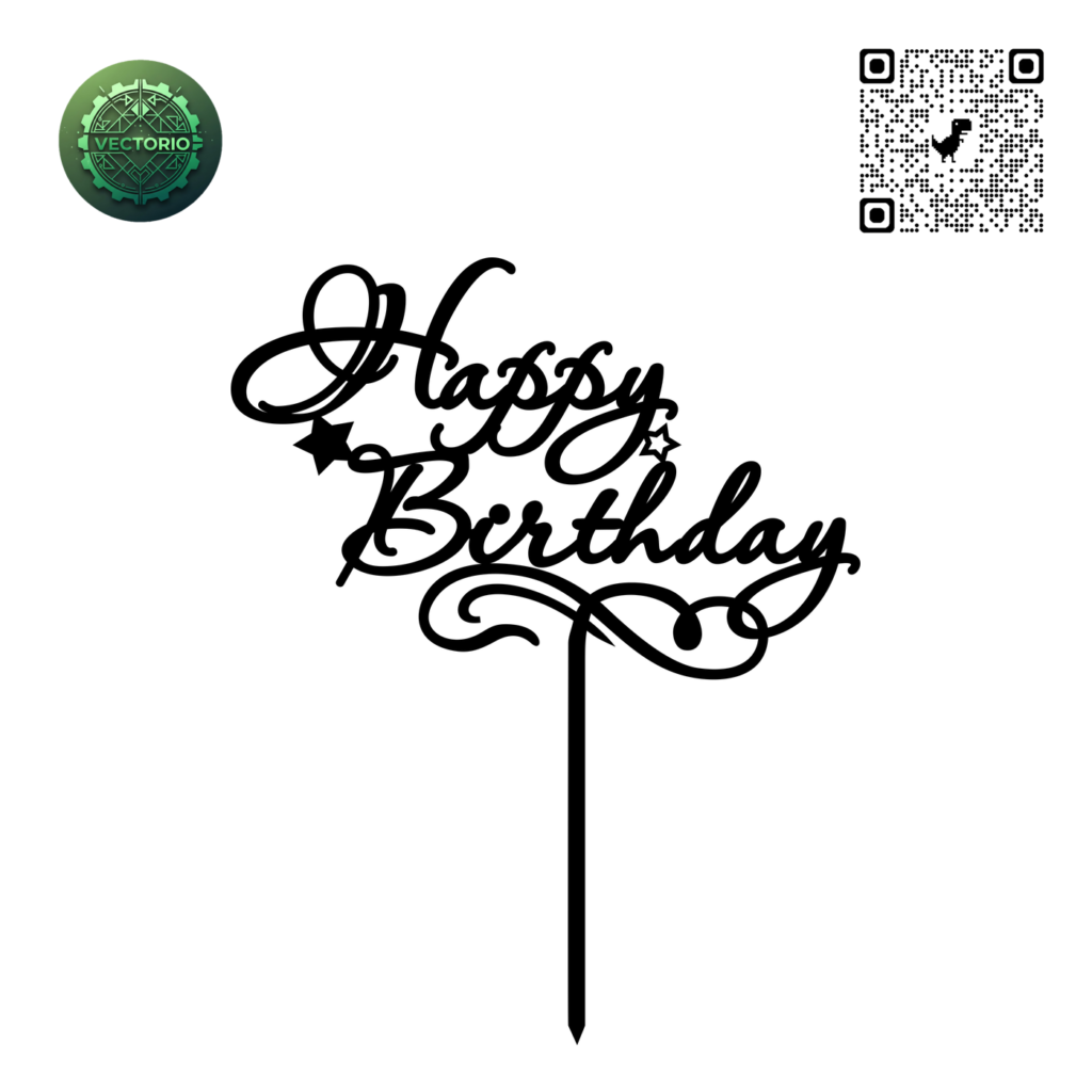 TOPPER HAPPY BIRTHDAY vector design for laser cutting and engraving