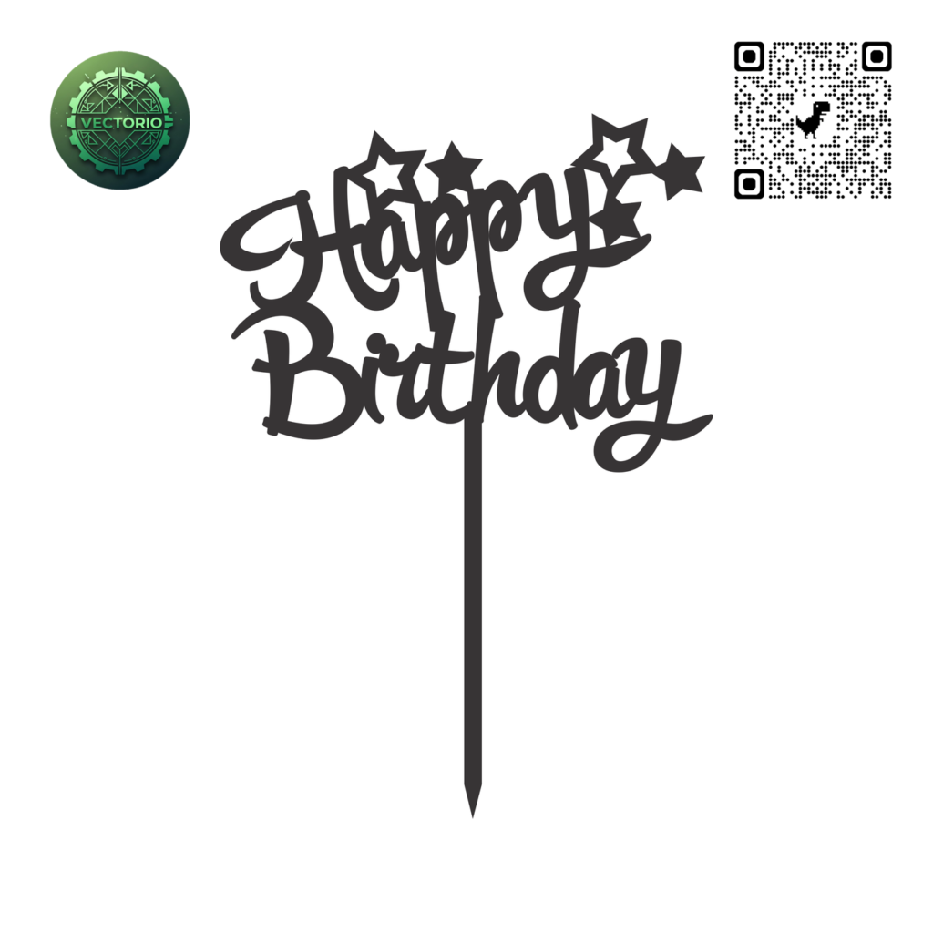 TOPPER HAPPY BIRTHDAY 3 vector design for laser cutting and engraving