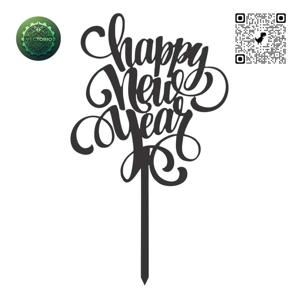 TOPPER HAPPY NEW YEAR vector design for laser cutting and engraving