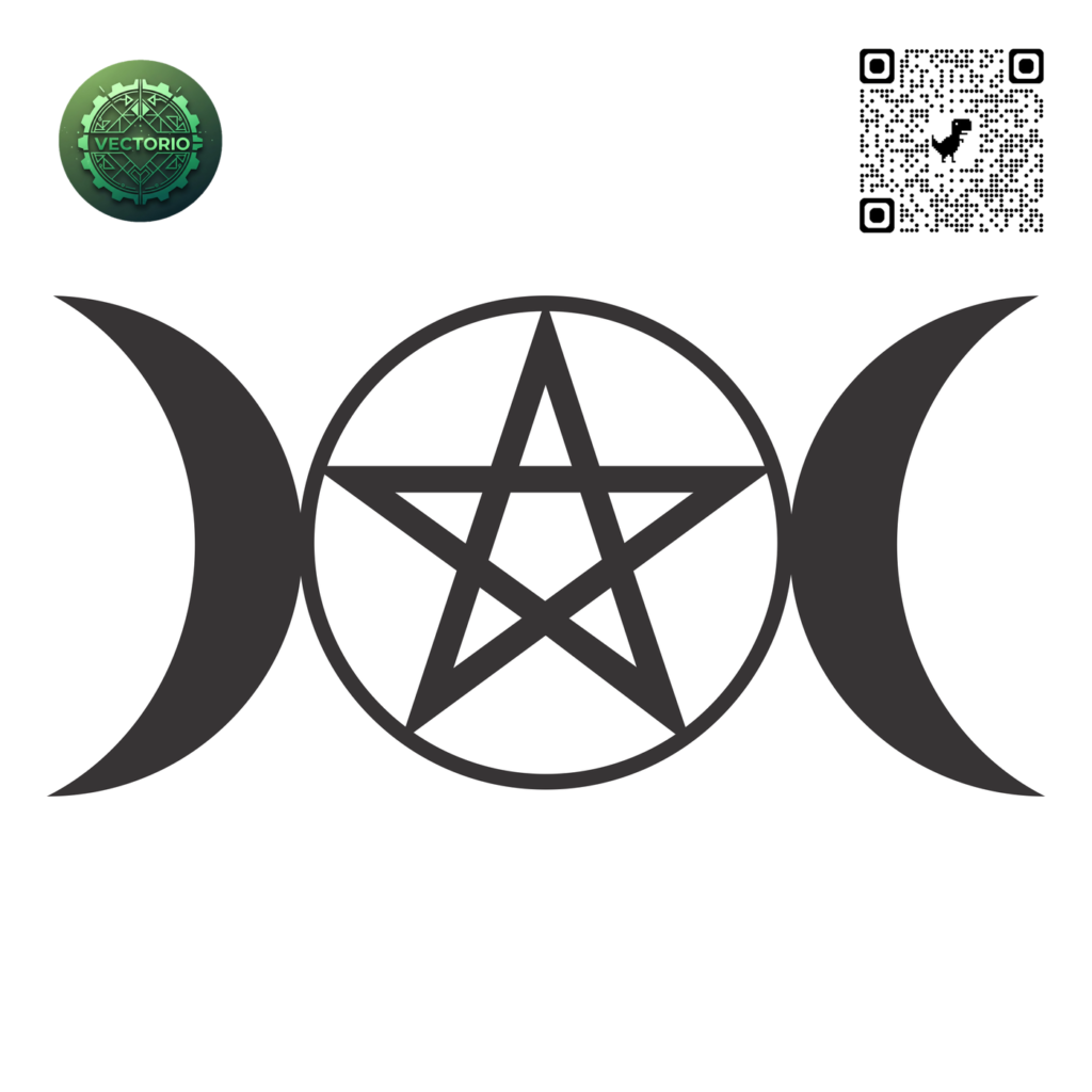 WICCAN TRIPLE MOON GODDESS vector design for laser cutting and engraving